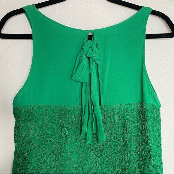 Leifsdottir Green Lace High Neck Bow Detail A Line Dress 2 - Picture 7 of 10